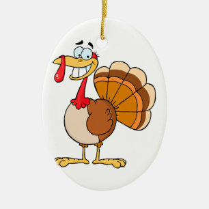 grappige turkey cartoon keramisch ornament