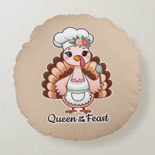 Grappige Turkije Queen - Thanksgiving Feest Humor Rond Kussen