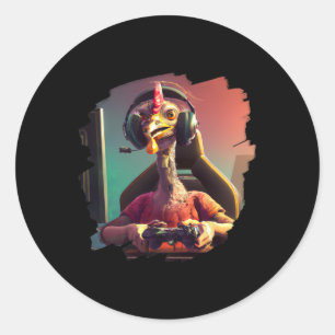Grappige Turkije videogame speler Thanksgiving Tur Ronde Sticker