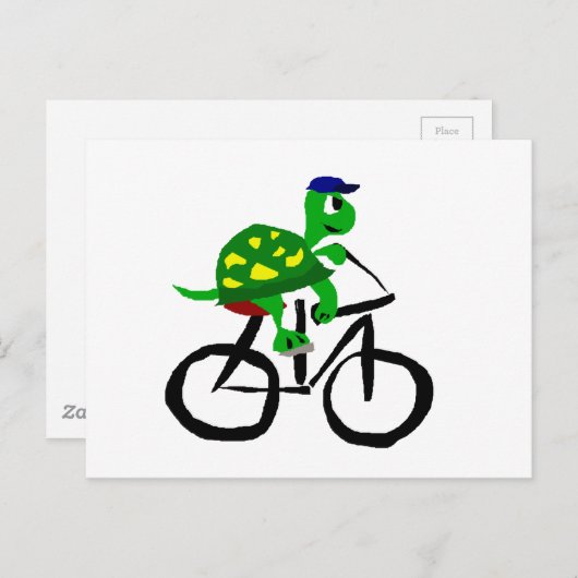 Grappige Turtle Riding Bicycle Briefkaart (Voorkant / Achterkant)