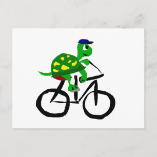Grappige Turtle Riding Bicycle Briefkaart