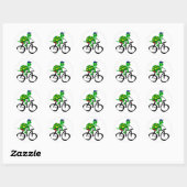Grappige Turtle Riding Bicycle Ronde Sticker (Vel)