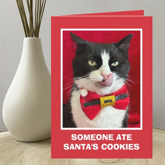 Grappige Tuxedo Cat Christmas Kaart
