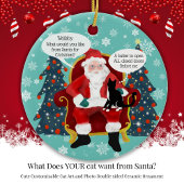 Grappige Tuxedo-kat bezoekt de kerstman met hilari Keramisch Ornament