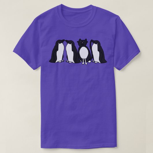 Grappige Tuxedo Kat en Pinguïns T-shirt (Design voorkant)