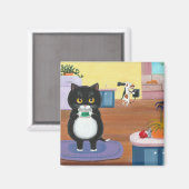 Grappige Tuxedo Kat Hond Creationarts Magneet (Voorkant / Achterkant)