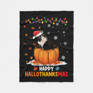 Grappige Tuxedo Kat Op Pompoen Gelukkig Hallothank Fleece Deken