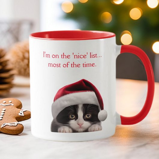 Grappige Tuxedo Kat Santa Hoed Leuke Lijst Geperso Mok