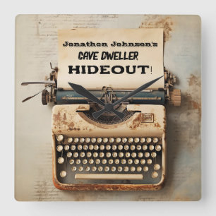 Grappige  Typewriter wandklok Vierkante Klok