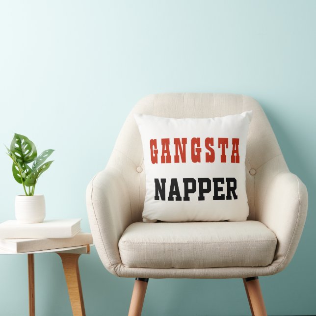 Grappige typografie GANGSTA NAPPER Kussen (Stoel)