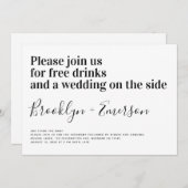 Grappige typografie zwart-wit bruiloft kaart (Voorkant / Achterkant)