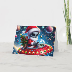 Grappige UFO Buitenaardse Helpers Kerstmis Feestdagen Kaart