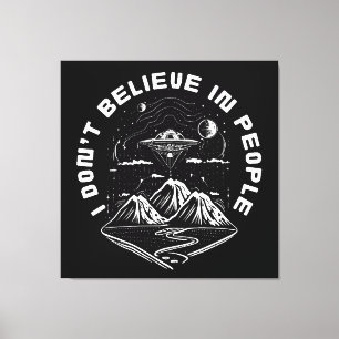 Grappige UFO Buitenaardse Mensen Quote Canvas Afdruk