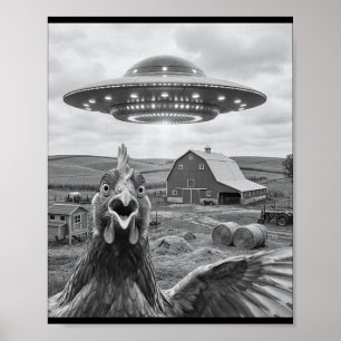 Grappige Ufo Kip Selfie Meme Ontmoet Alien In T Poster