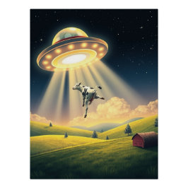 Grappige UFO Koe Ontvoering Spiraal Foto Notitiebo Perfect Poster