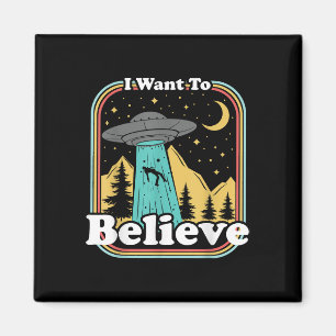 Grappige UFO Ontvoering 70s 80s Retro Alien Ik Wil Magneet