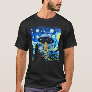 Grappige UFO-ontvoering Alien Sterrennacht Art Out T-shirt