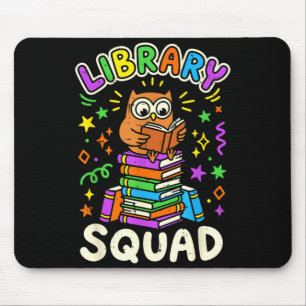 Grappige uil bibliotheek squad leest boek liefhebb muismat