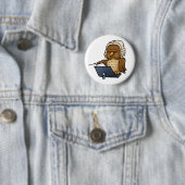 Grappige Uil Dirigent Cartoon Ronde Button 5,7 Cm (In situ)