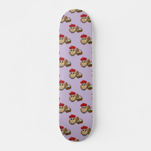 Grappige Uil Easter Egg Hunt Patroon Skateboard (Voorkant)
