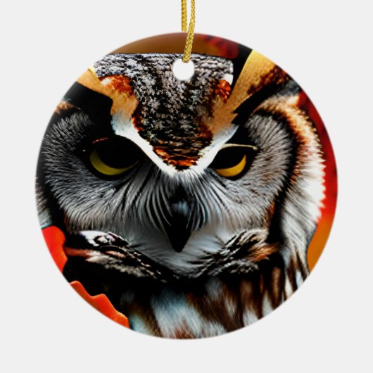 Grappige Uil Kerst Punt Keramisch Ornament (Voorkant)