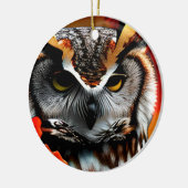 Grappige Uil Kerst Punt Keramisch Ornament (Links)