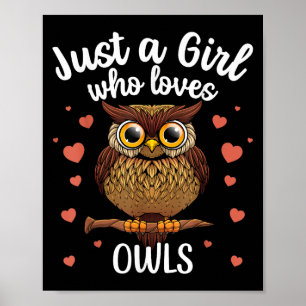 Grappige uil kunst voor meisjes vrouwen Kinder jeu Poster