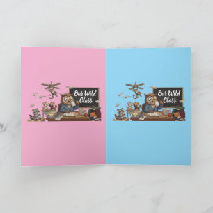 Grappige Uil Leraar Chaos - Whimsical Bosdieren Kaart