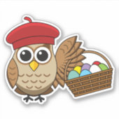 Grappige Uil Pasen Ei Hunt Sticker (Voorkant)