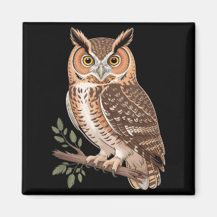 Grappige uil realistische vogelillustratie zitGrap Magneet