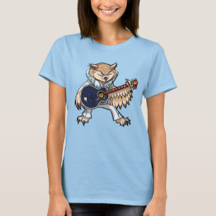 Grappige Uil Rock And Roll Zanger & Gitarist Carto T-shirt