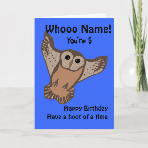 Grappige Uil verjaardagskaarten, kind met naam en  Kaart