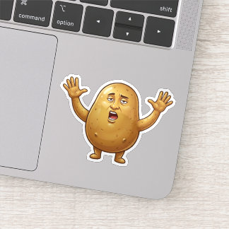 Grappige uitgeputte aardappel cartoon karakter sticker