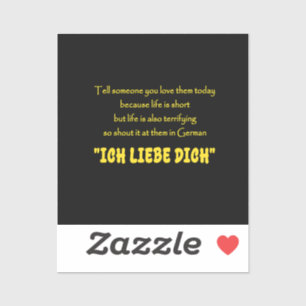 Grappige Uitroep van Je Liefde in het Duits Sticker