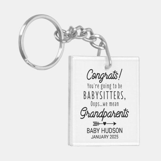 Grappige uitspraken voor grootouders-to-be sleutelhanger (Voorkant Links)