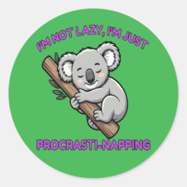Grappige uitstellende koala Cartoon Ronde Sticker