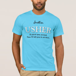 Grappige Usher  huwelijksfeest V011 AQUA T-shirt