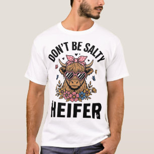 Grappige vaarzenkoe bloem vlinder vintage ontwerp_ t-shirt