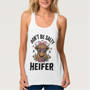 Grappige vaarzenkoe bloem vlinder vintage ontwerp_ tanktop