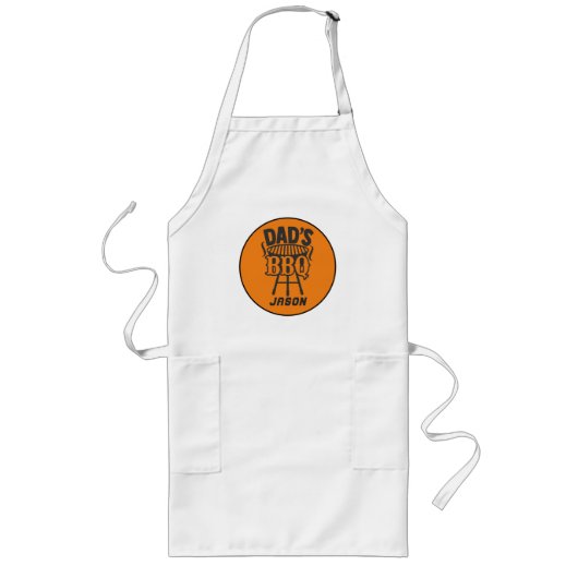 Grappige Vader BBQ Achtertuin Grill Personaliseer Lang Schort (Voorkant)