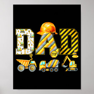 Grappige vader bouw excavateur kinderen bijpassend poster