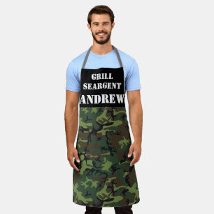 Grappige Vader Camouflage Grill Sergeant Schort