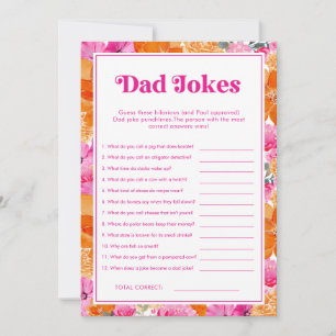 Grappige Vader Grappen Roze & Bloemige Baby Shower Kaart