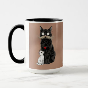 Grappige vader & kind kat kunst koffiekop mok