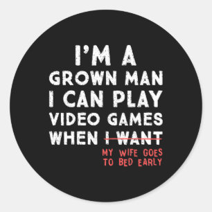 Grappige vader vader gamer Ik kan videogames spele Ronde Sticker