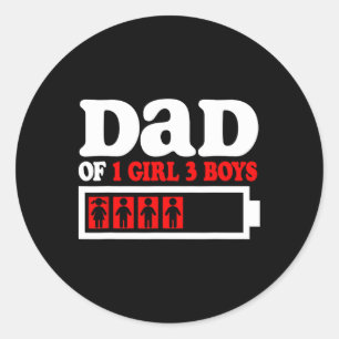 Grappige vader van 1 meisje 3 jongens van zoon doc ronde sticker