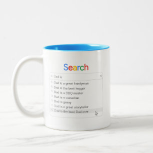 Grappige vader zoek aangepaste autocomplete zinnen tweekleurige koffiemok
