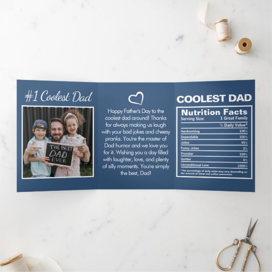 Grappige Vaderdag foto voeding Drieluik Kaart (Binnen)