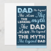 Grappige Vaderdag Kaart Blauw  Retro (Voorkant / Achterkant)