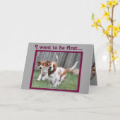 Grappige "Vaderdag" Kaart w / Schattigee Running B (Gele Bloem)